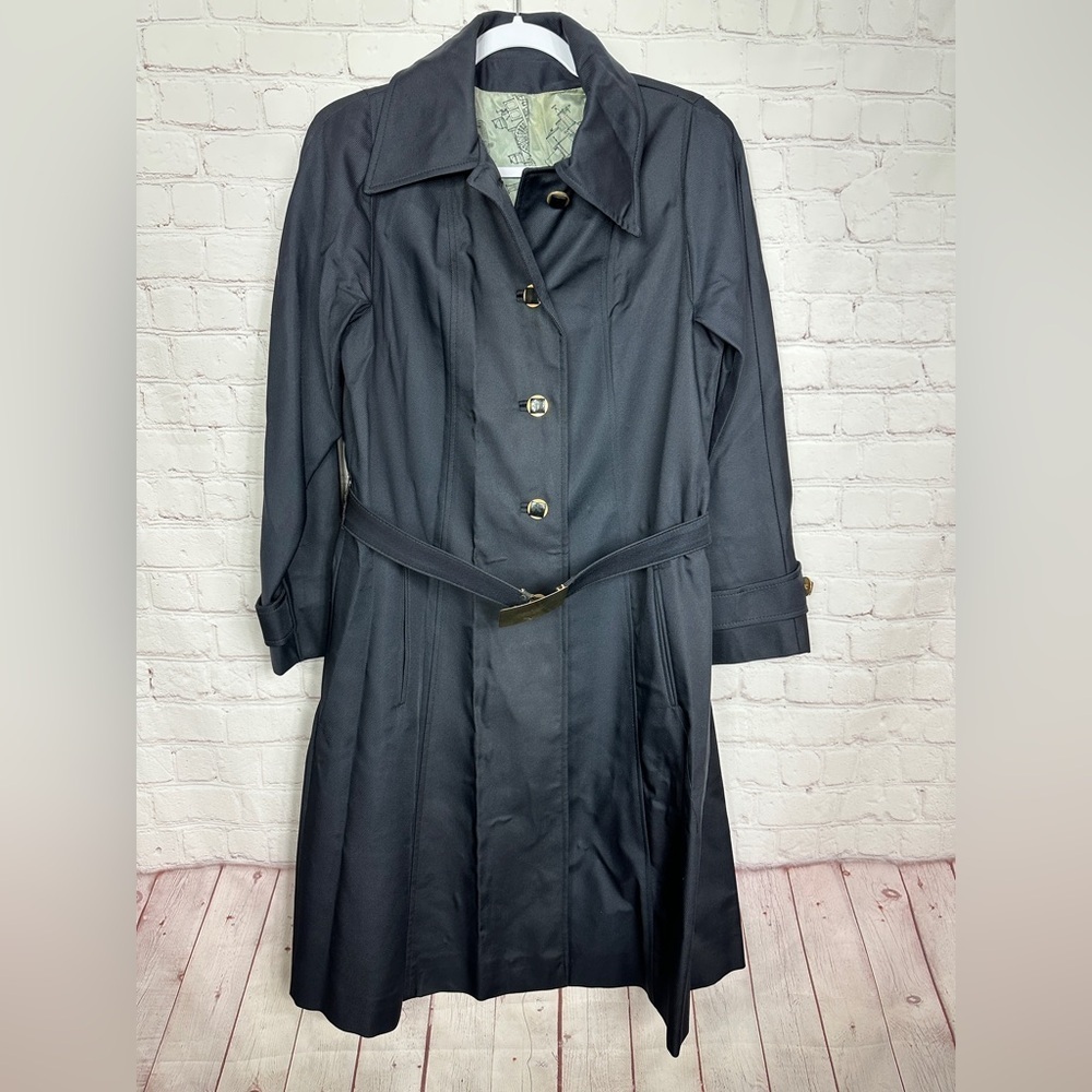 Vtg Weather Charmer Womens All Weather Trench Coat Raincoat With Belt Union Sz M
